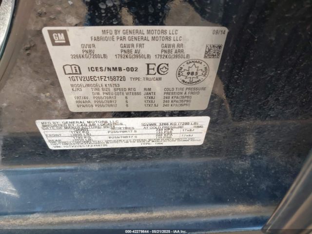2015 GMC SIERRA 1500 1GTV2UEC1FZ158720 Photo 8