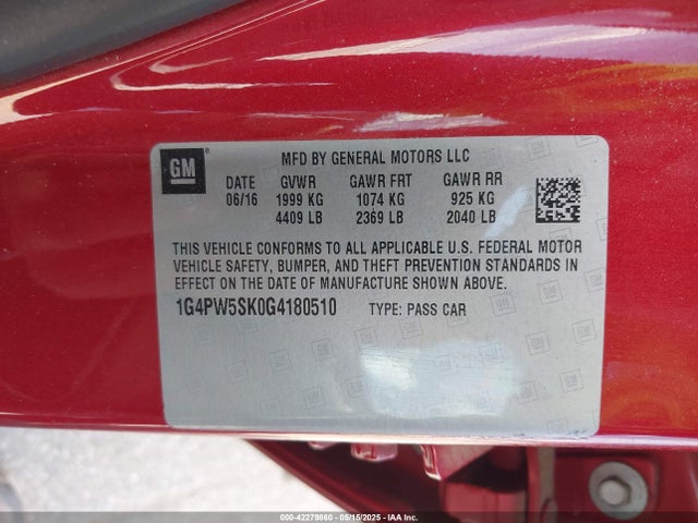 1G4PW5SK0G4180510 Buick lea - gas/alc, sidi, alum, ho