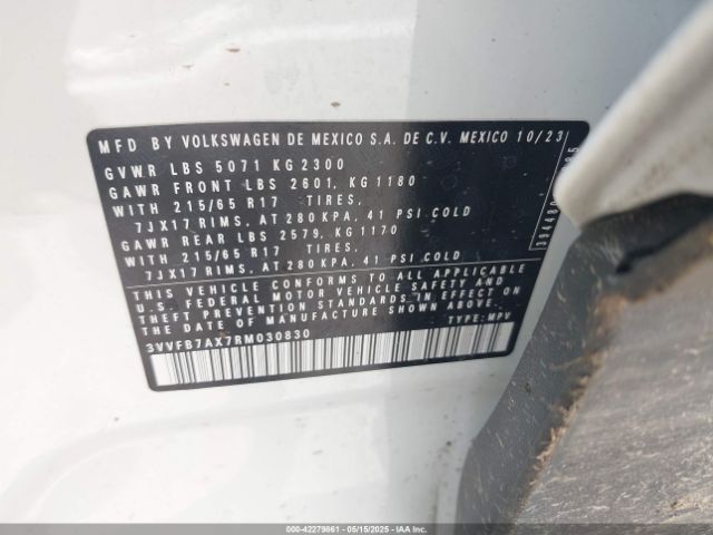 3VVFB7AX7RM030830 Volkswagen Tiguan 2.0t S