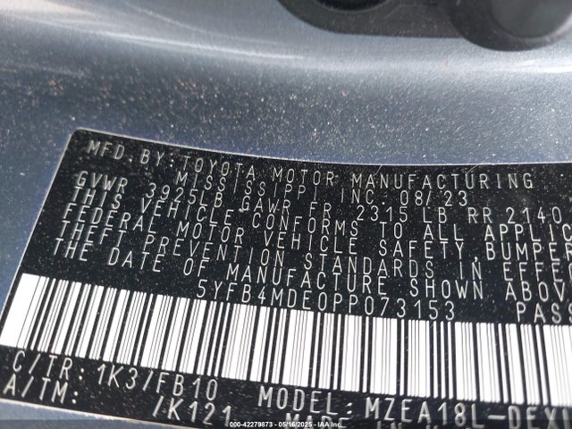 5YFB4MDE0PP073153 Toyota COROLLA LE