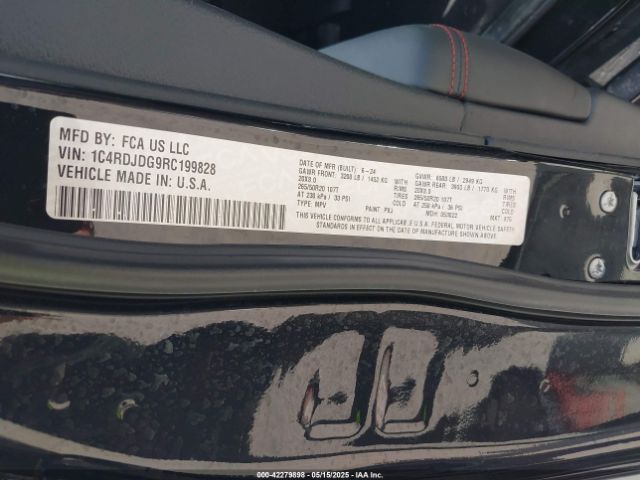1C4RDJDG9RC199828 Dodge Durango Gt Plus Awd