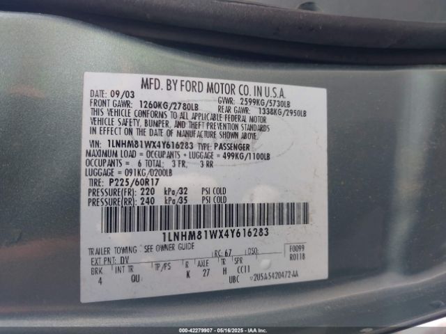 2004 LINCOLN TOWN CAR 1LNHM81WX4Y616283 Photo 8