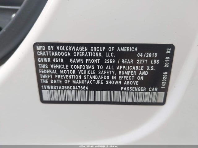 1VWBS7A35GC047664 Volkswagen Passat 1.8t Se
