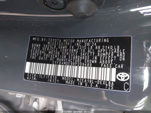 2024 TOYOTA COROLLA 5YFB4MDE9RP209489 Photo 8
