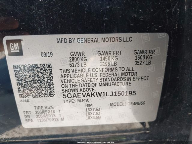 5GAEVAKW1LJ150195 Buick Enclave Awd Essence
