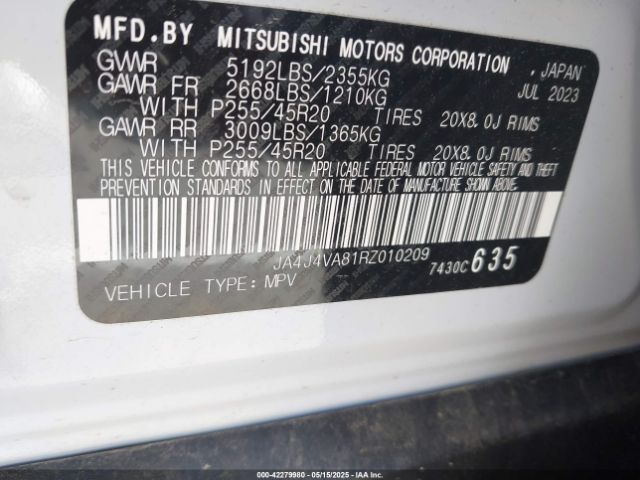 2024 MITSUBISHI OUTLANDER JA4J4VA81RZ010209 Photo 8