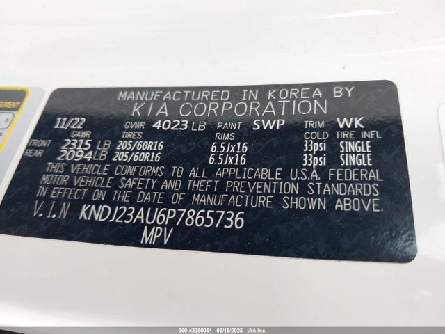 KNDJ23AU6P7865736 KIA SOUL LX