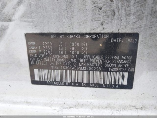 2021 SUBARU IMPREZA 4S3GKAB69M3600228 Photo 8