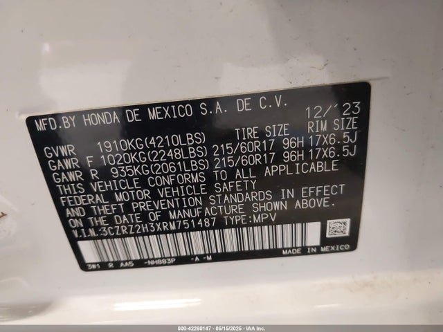 3CZRZ2H3XRM751487 Honda k20z5