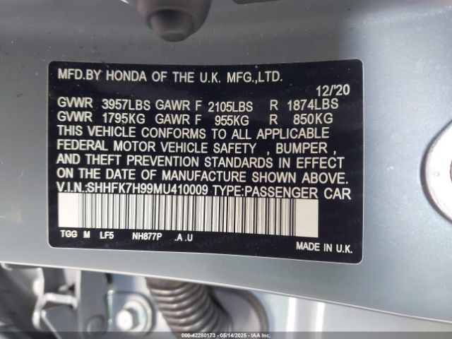 SHHFK7H99MU410009 Honda Civic Sport Touring