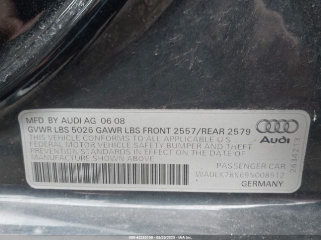 2009 AUDI A4 WAULK78K69N008512 Photo 8
