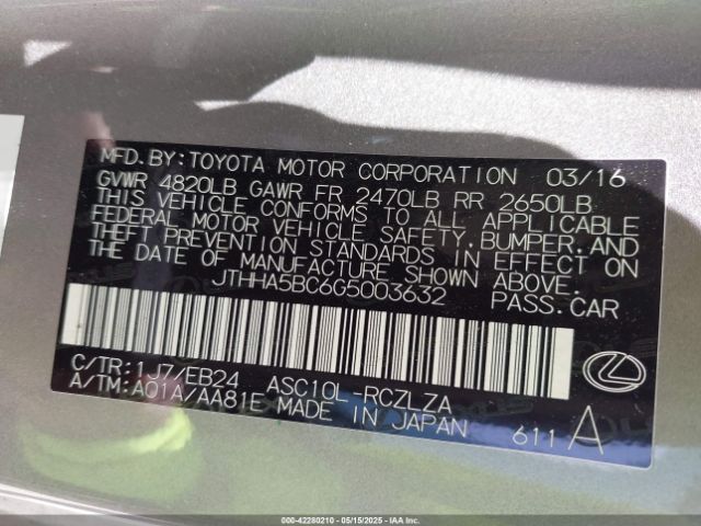 JTHHA5BC6G5003632 Lexus 8ar-fts
