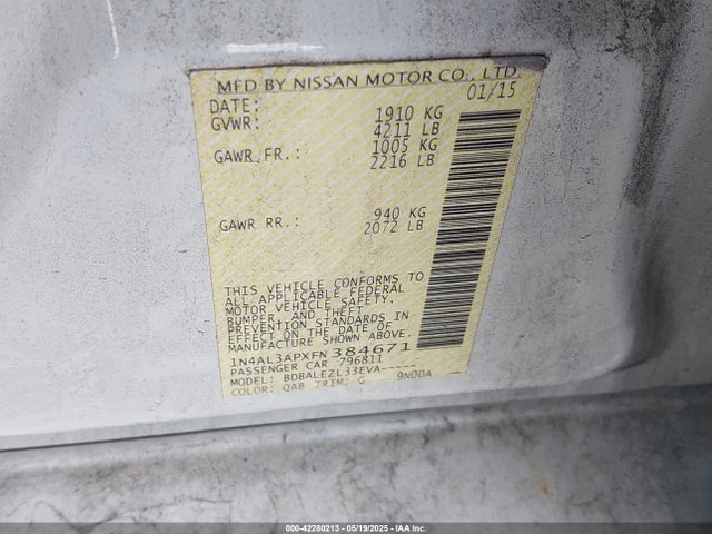 1N4AL3APXFN384671 Nissan Altima 2.5 S