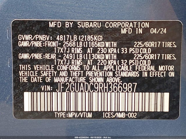 Subaru na 2024 JF2GUADC9RH366987 Image 9