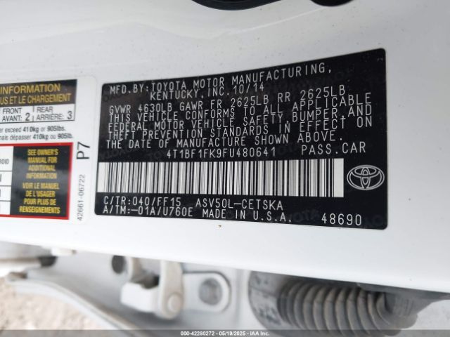 2015 TOYOTA CAMRY 4T1BF1FK9FU480641 Photo 8