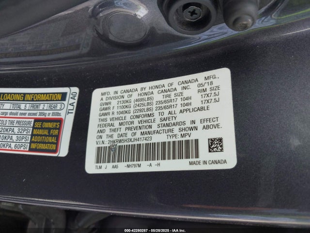 2HKRW5H3XJH417423 Honda k24w9/k24v9