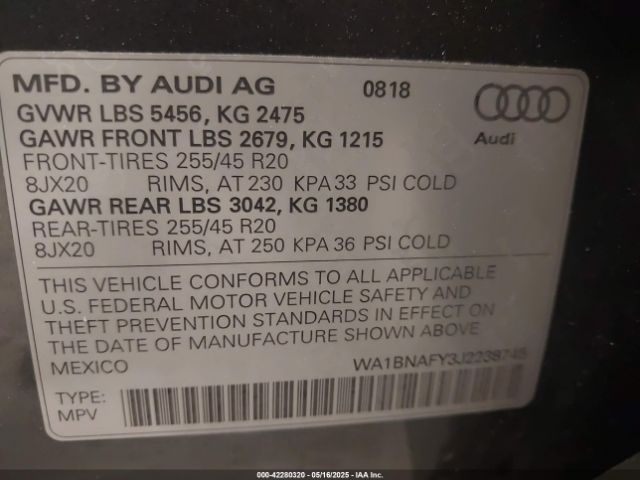 2018 AUDI Q5 WA1BNAFY3J2238745 Photo 8