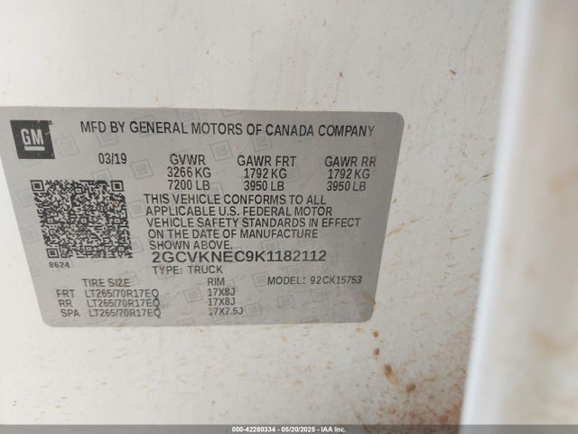 2GCVKNEC9K1182112 Chevrolet Silverado 1500 Ld Wt