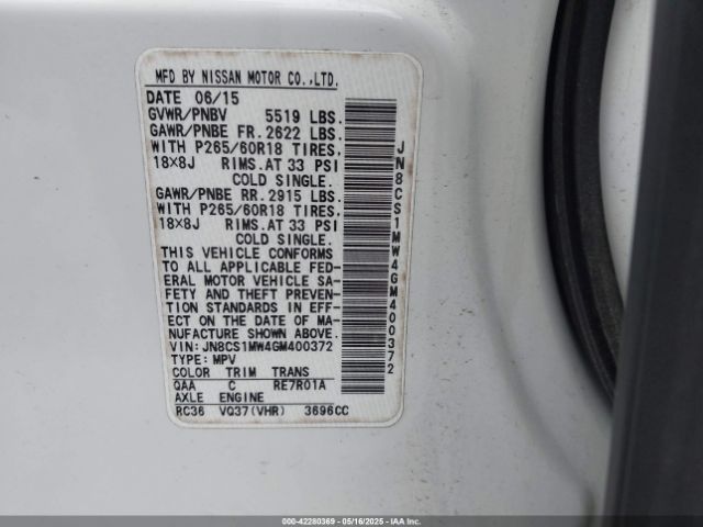 2016 INFINITI QX70 JN8CS1MW4GM400372 Photo 8