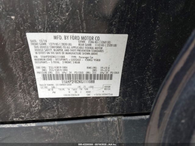 1FAHP2F82KG111088 Ford Taurus Limited