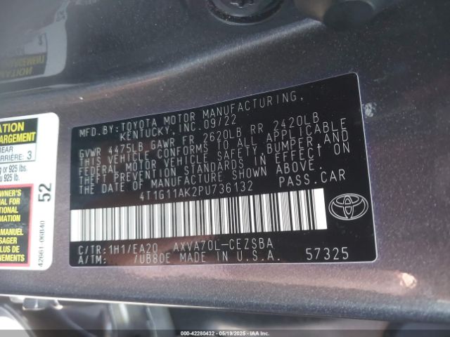 4T1G11AK2PU736132 Toyota a25a-fks