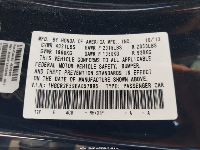 Honda Accord Sport 2014 1HGCR2F59EA057995 Image 9