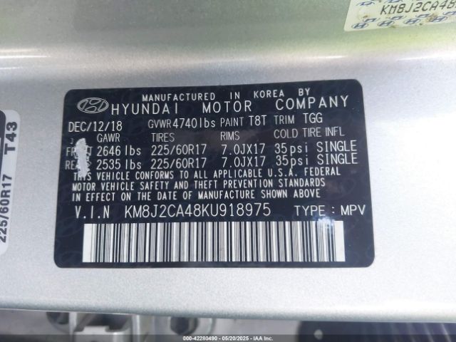 2019 HYUNDAI TUCSON KM8J2CA48KU918975 Photo 8