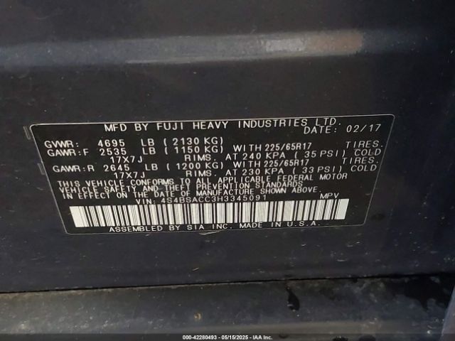 4S4BSACC3H3345091 Subaru Outback 2.5i Premium