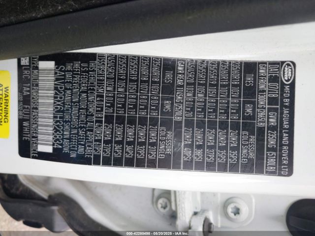 SALVP2RX6JH323834 Land Rover Range Rover Evoque Se/se Premium