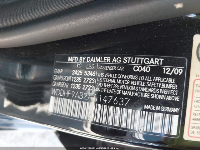 Aukcja sprzedaży 2010 Mercedes-benz E 550 4matic, vin: WDDHF9AB2AA147637, numer aukcji: 42280521