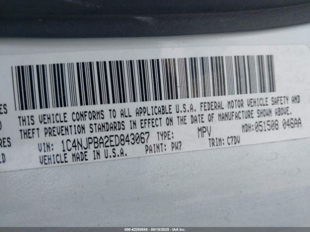 1C4NJPBA2ED843067 Jeep Patriot Sport