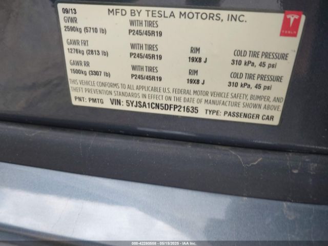 2013 TESLA MODEL S 5YJSA1CN5DFP21635 Photo 8