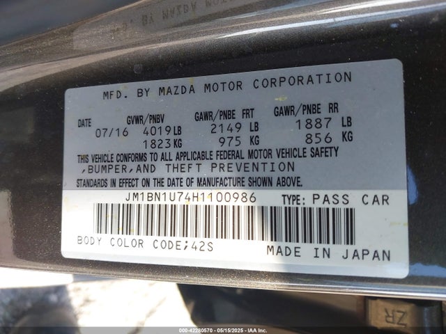 JM1BN1U74H1100986 Mazda Mazda3 Sport