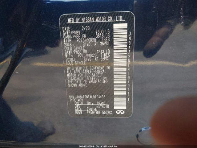 JN8AZ2NF4L9704435 Infiniti QX80 LUXE