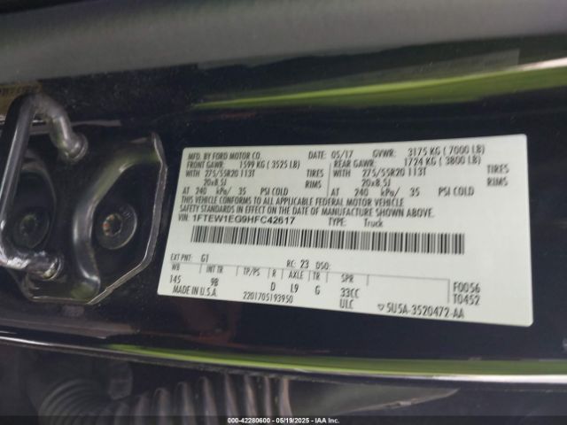 1FTEW1EG9HFC42617 Ford F-150 Platinum