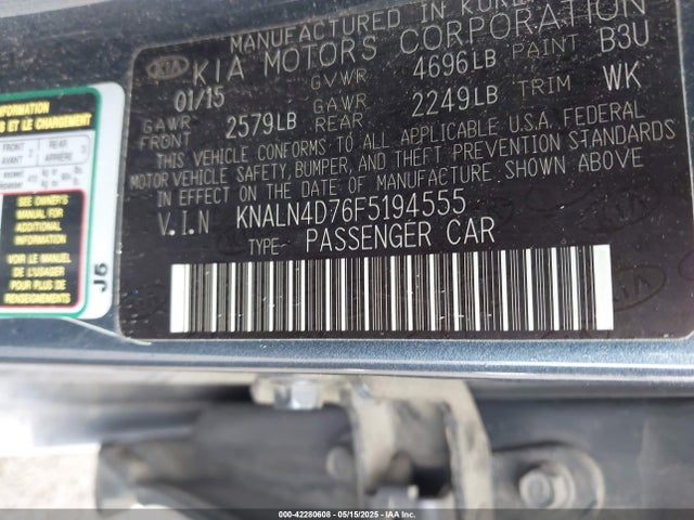 KIA Cadenza Premium 2015 KNALN4D76F5194555 Image 9
