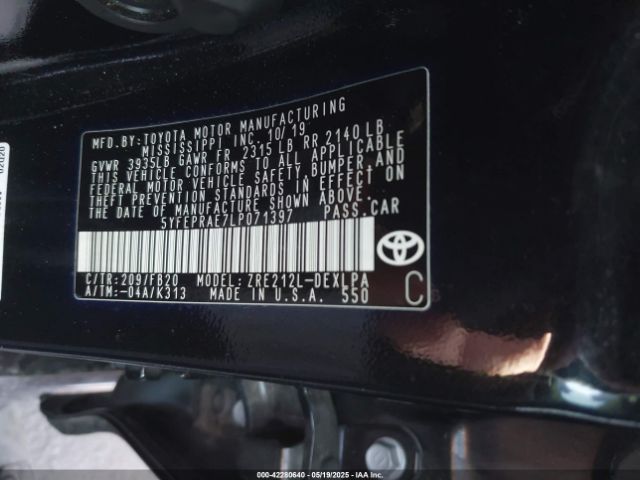 5YFEPRAE7LP071397 Toyota COROLLA LE