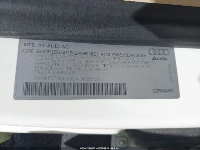2006 AUDI A4 WAUDT48H06K009995 Photo 8