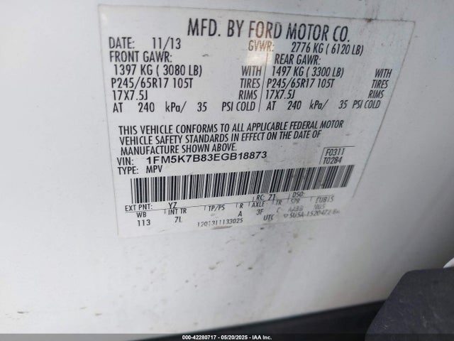 Ford Explorer 2014 1FM5K7B83EGB18873 Image 9