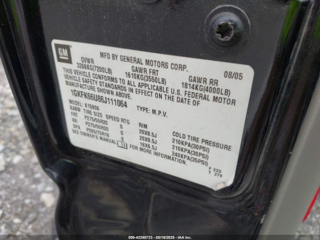 2006 GMC YUKON XL 1500 1GKFK66U86J111064 Photo 8