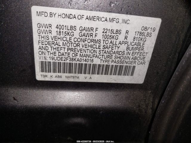 19UDE2F38KA014016 Acura Ilx Standard