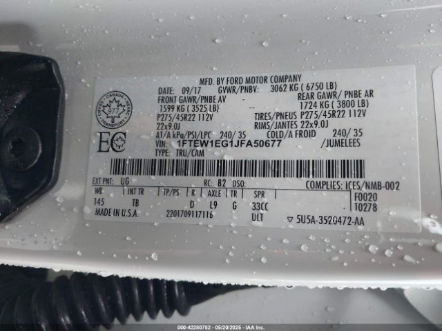 1FTEW1EG1JFA50677 Ford F-150 Limited