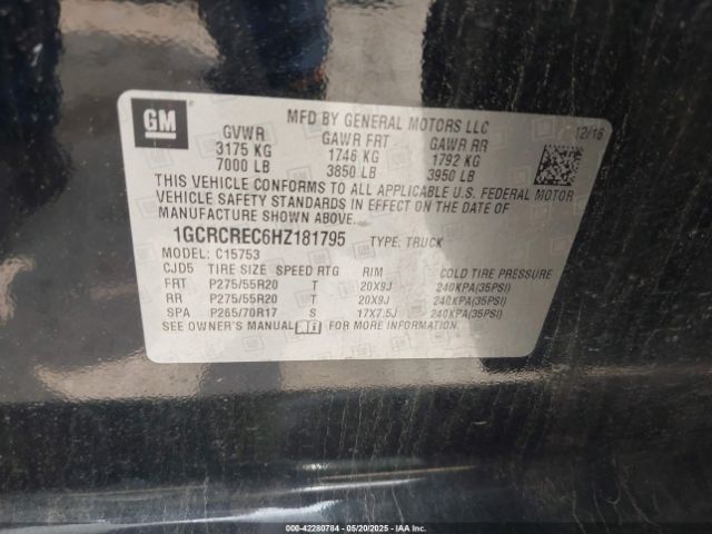 1GCRCREC6HZ181795 Chevrolet Silverado 1500 1lt