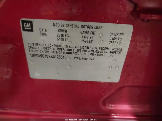 2008 CADILLAC STS 1G6DW67VX80125610 Photo 8