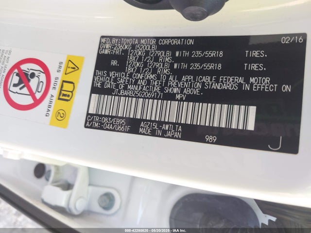 JTJBARBZ5G2069171 Lexus 8ar-fts