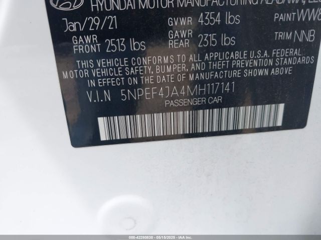 5NPEF4JA4MH117141 Hyundai gdi theta iii