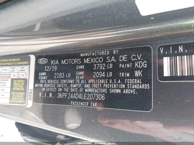 KIA mpi nu 2020 3KPF24AD4LE207306 Image 9
