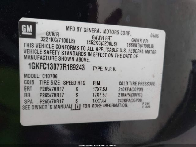 2007 GMC YUKON 1GKFC13077R189243 Photo 8