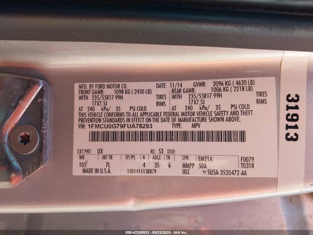 Ford 2015 2015 1FMCU0G79FUA78293 Image 9
