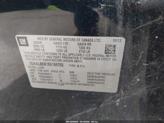 2GNALBEK1E6166762 Chevrolet EQUINOX 1LT